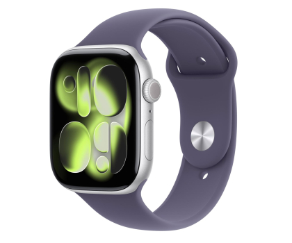 Smartwatch APPLE Watch Series 11 GPS 42mm Aluminiowa koperta (srebrny)/ Sportowy pasek (fioletowy) - rozmiar S/M